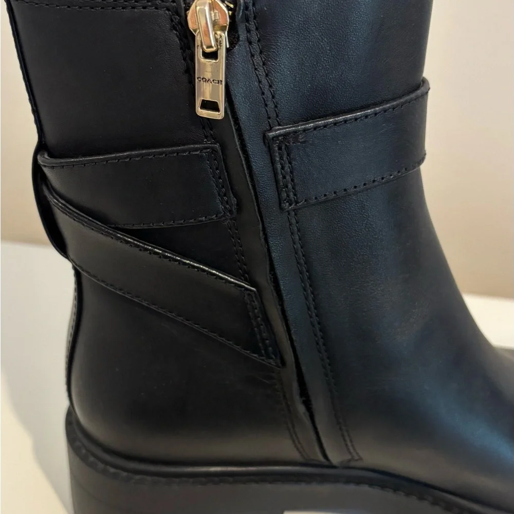 Coach Black Ankle Booties with Gold Buckle - Picture 8 of 10